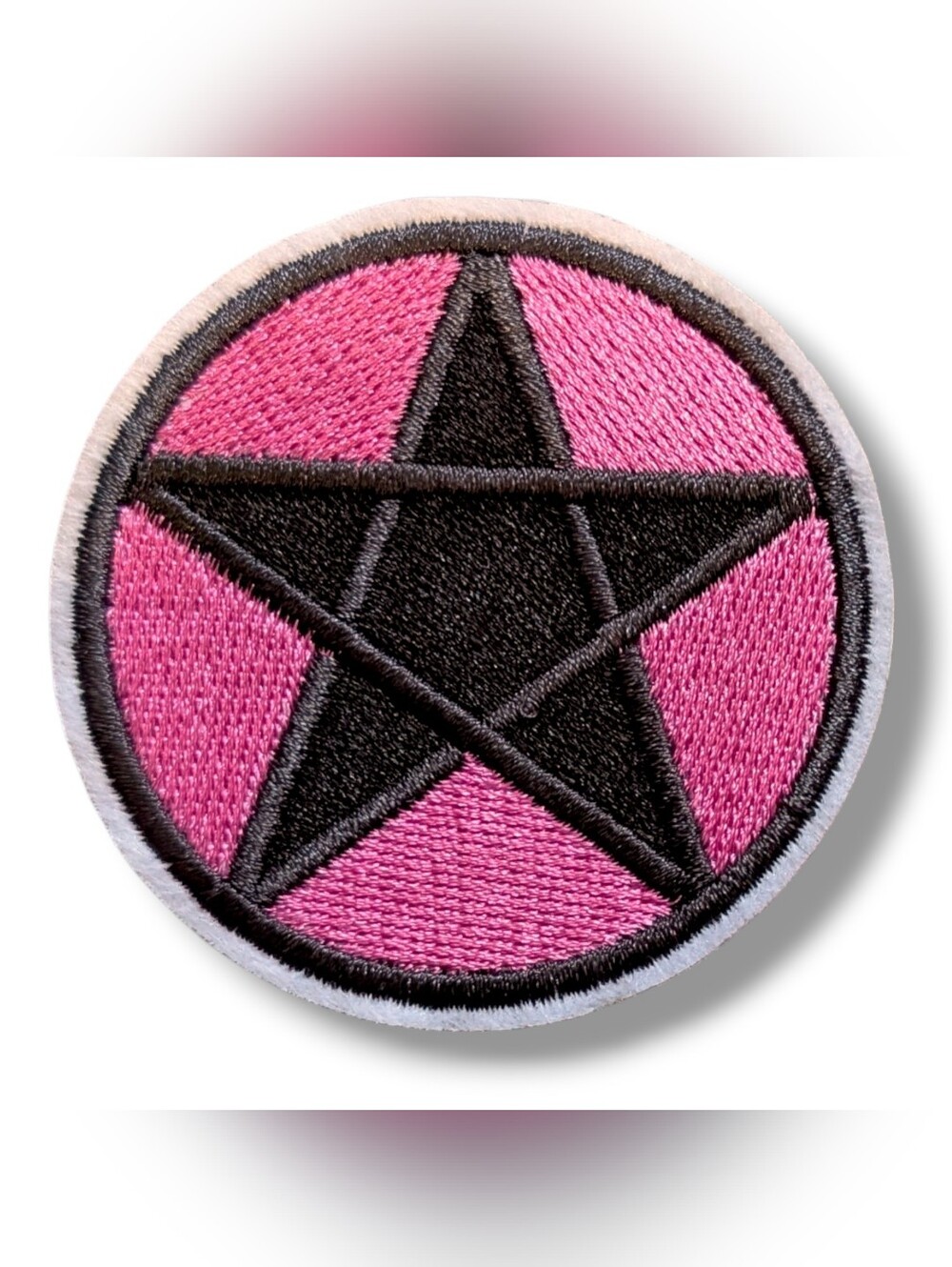 NWT Goth Kawaii Large Pink And Black Pentagram Iron On Patch